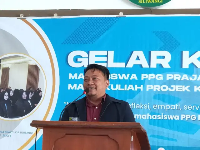 Dr. Asep Samsudin, M.Pd. sedang memberikan sambutan acara gelar karya ini